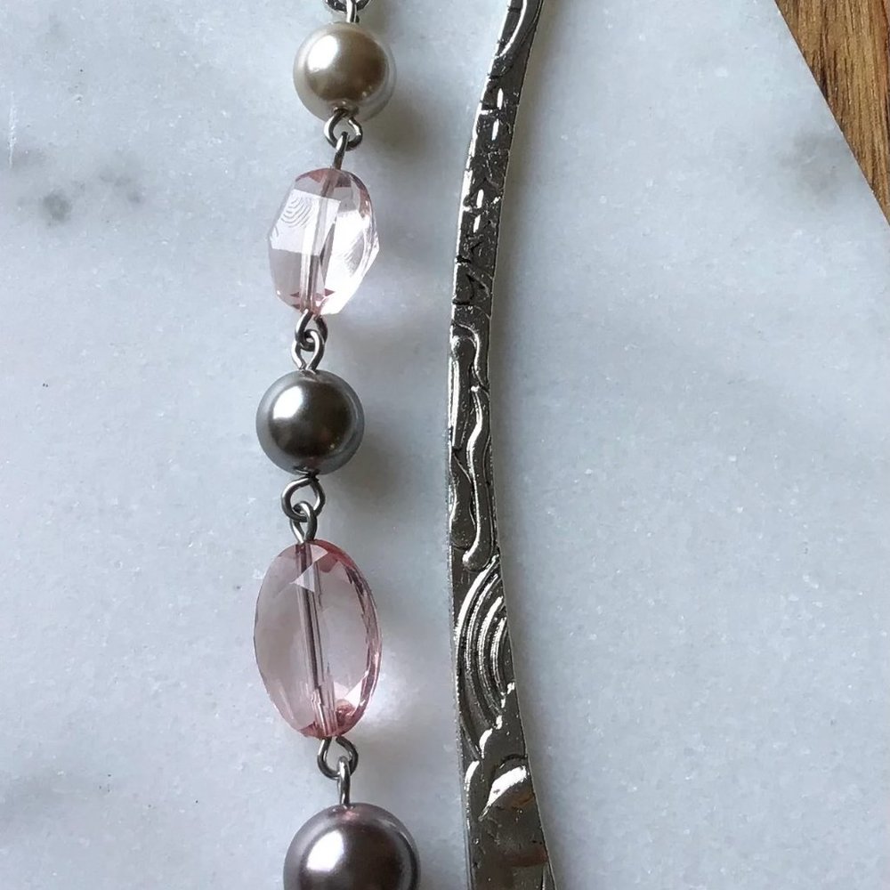 Tibetan Metal‎ Sun, Stars, and Flowers Beaded Bookmark